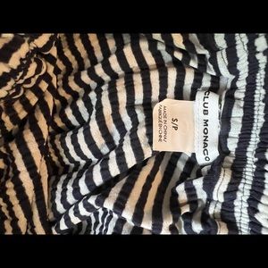 Club Monaco navy and white strapless top